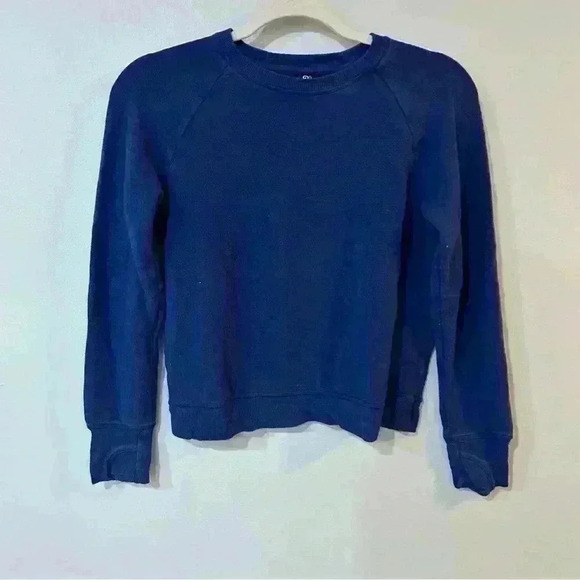 Athleta Girl Cross Your Fingers Sweatshirt Royal blue Pullover Crewneck Large 12 - Picture 4 of 8